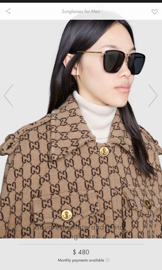 Gucci square metal store and acetate sunglasses