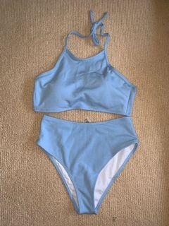Blue Halter Bikini Set