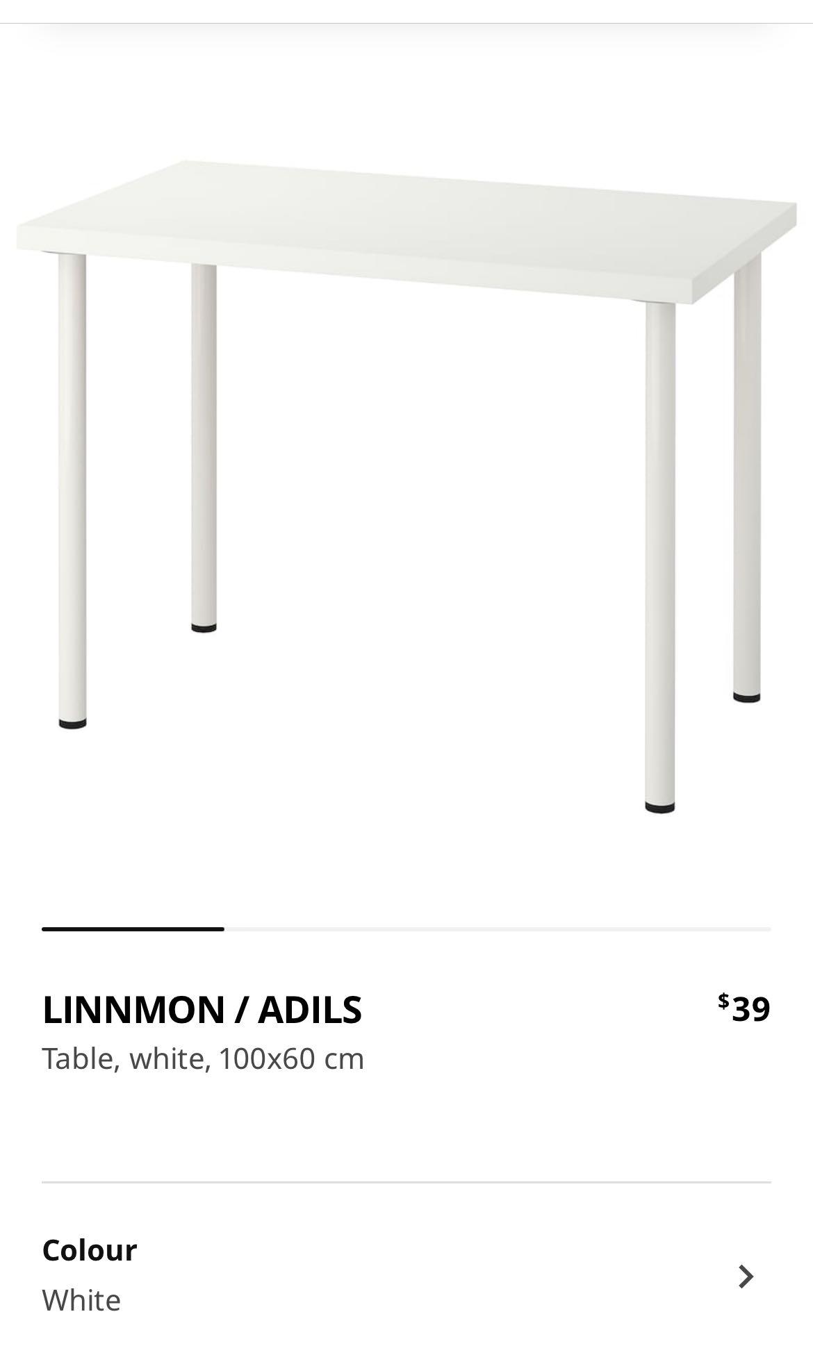 IKEA Study Table White LINNMON/ADILS, Furniture & Home Living