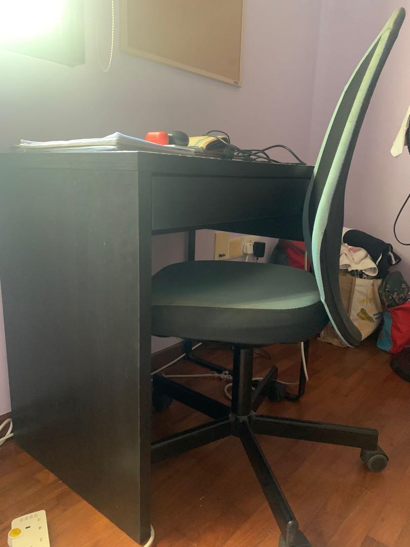 IKEA Study Table with Chair, Furniture & Home Living, Furniture, Tables & Sets on Carousell