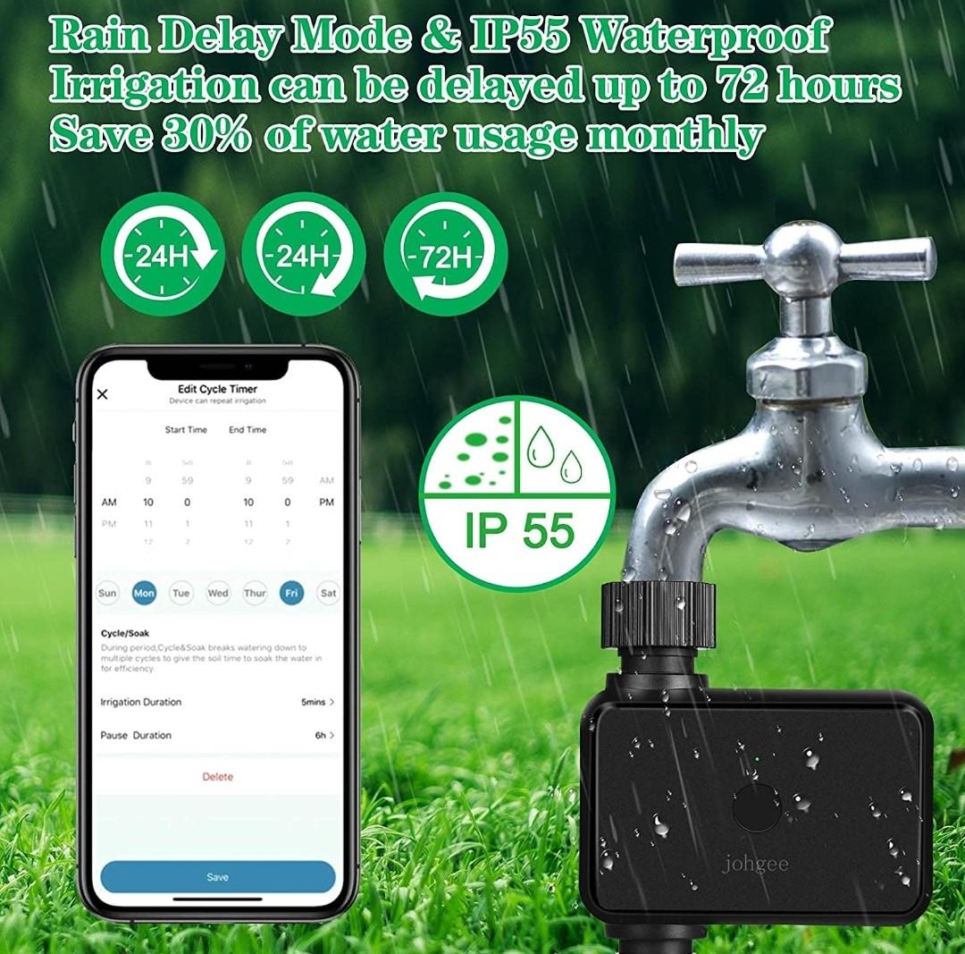 johgee Smart Sprinkler Water Timer with WiFi Hub, Bluetooth Hose Timer