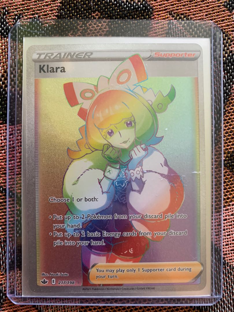Klara Rainbow Rare Full Art Trainer Chilling Reign, Hobbies & Toys