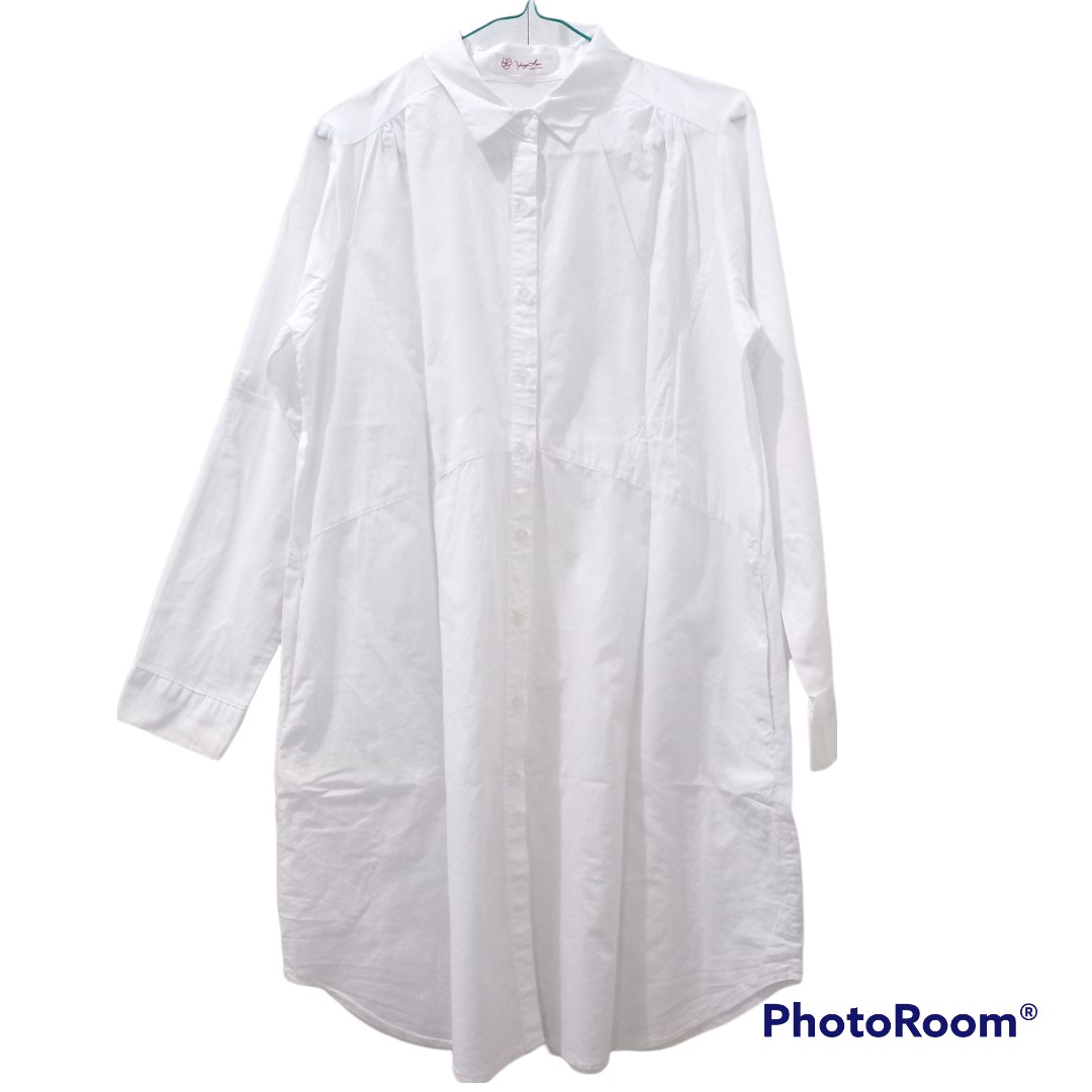 Korean White Tunic Shirts/Dress, Fesyen 