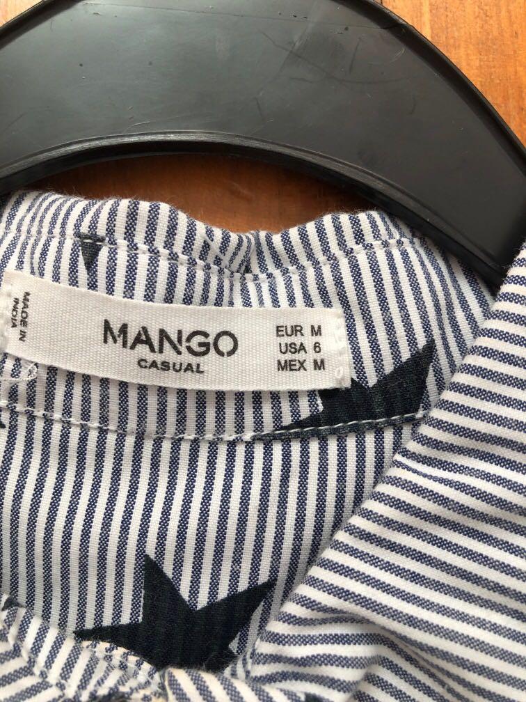 Mango Blouse (Category: Blouses) located in Singapore. Submitted by lozzyie (Listing ID 1128780721, Image 3). Description: Blue and White Striped Shirt with Black Stars. DM for more info..