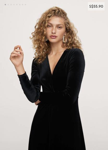 MANGO Velvet Knot Midi Dress Women s Fashion Dresses Sets