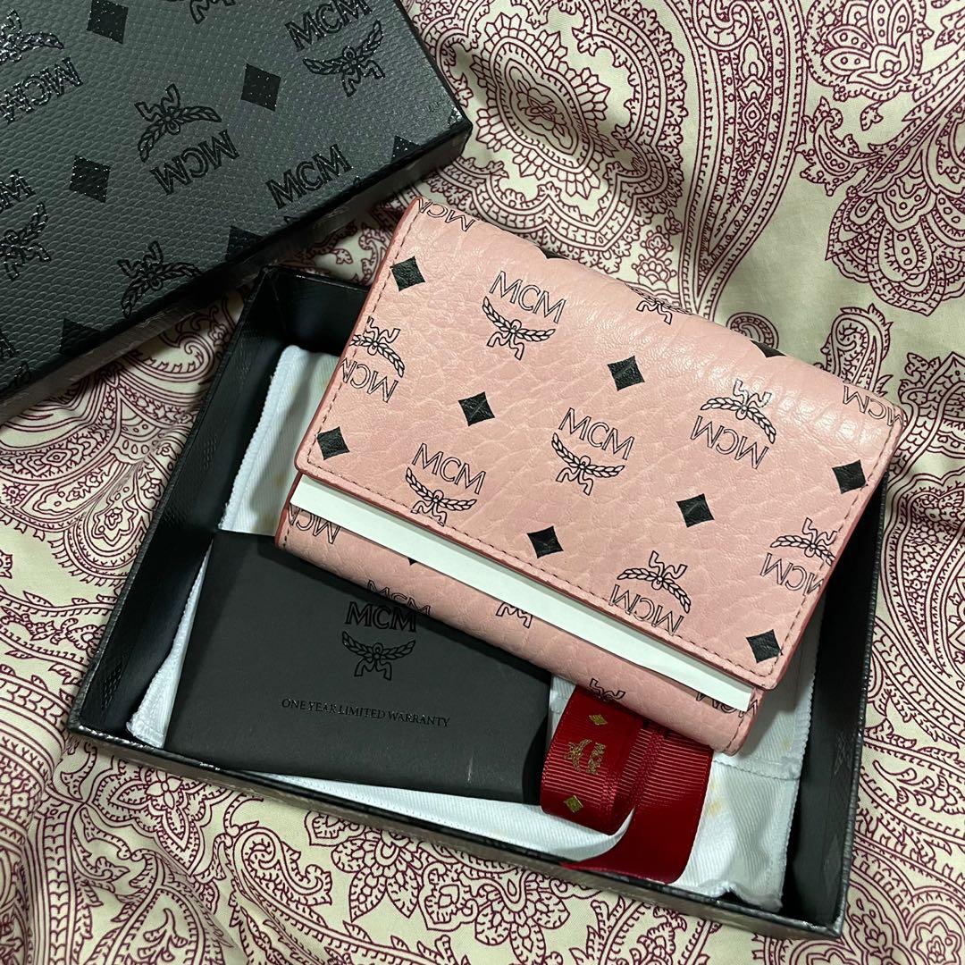 MCM Medium Trifold Wallet in Powder Pink