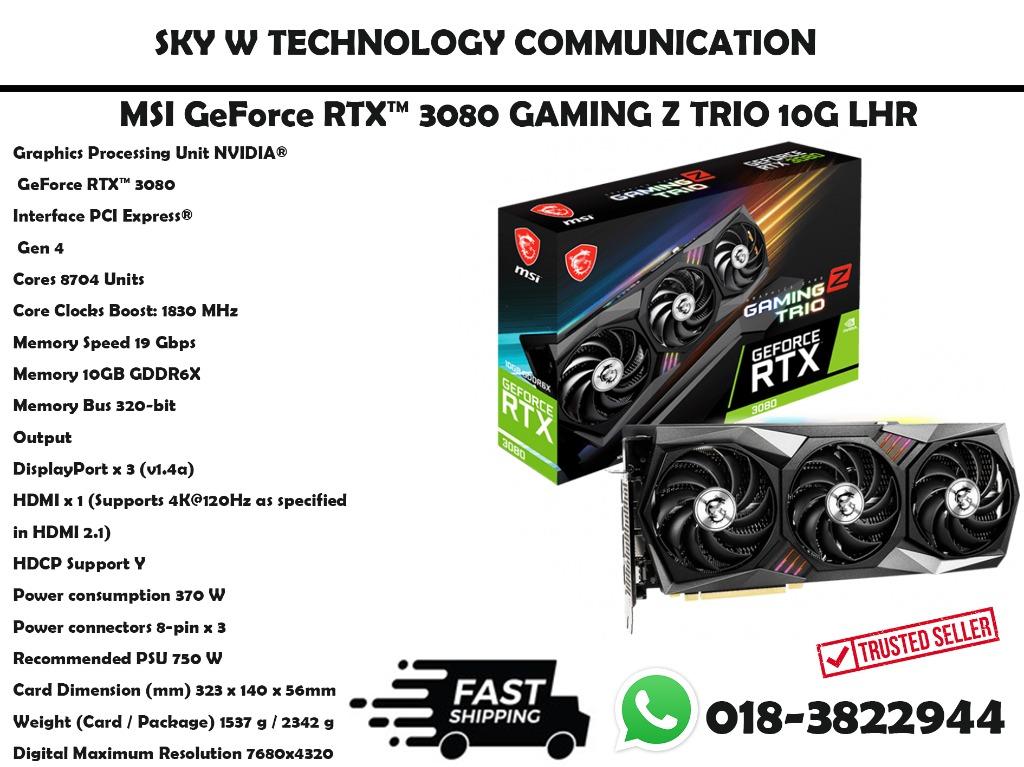 MSI GeForce RTX™ 3080 GAMING Z TRIO 10G LHR / 3 YEAR WARRANTY ...