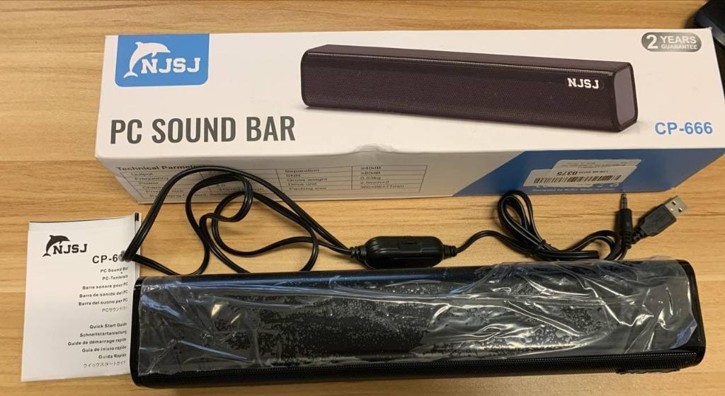 NJSJ Computer Soundbar Speakers,USB Wired 3.5 mm AUXin Stereo PC