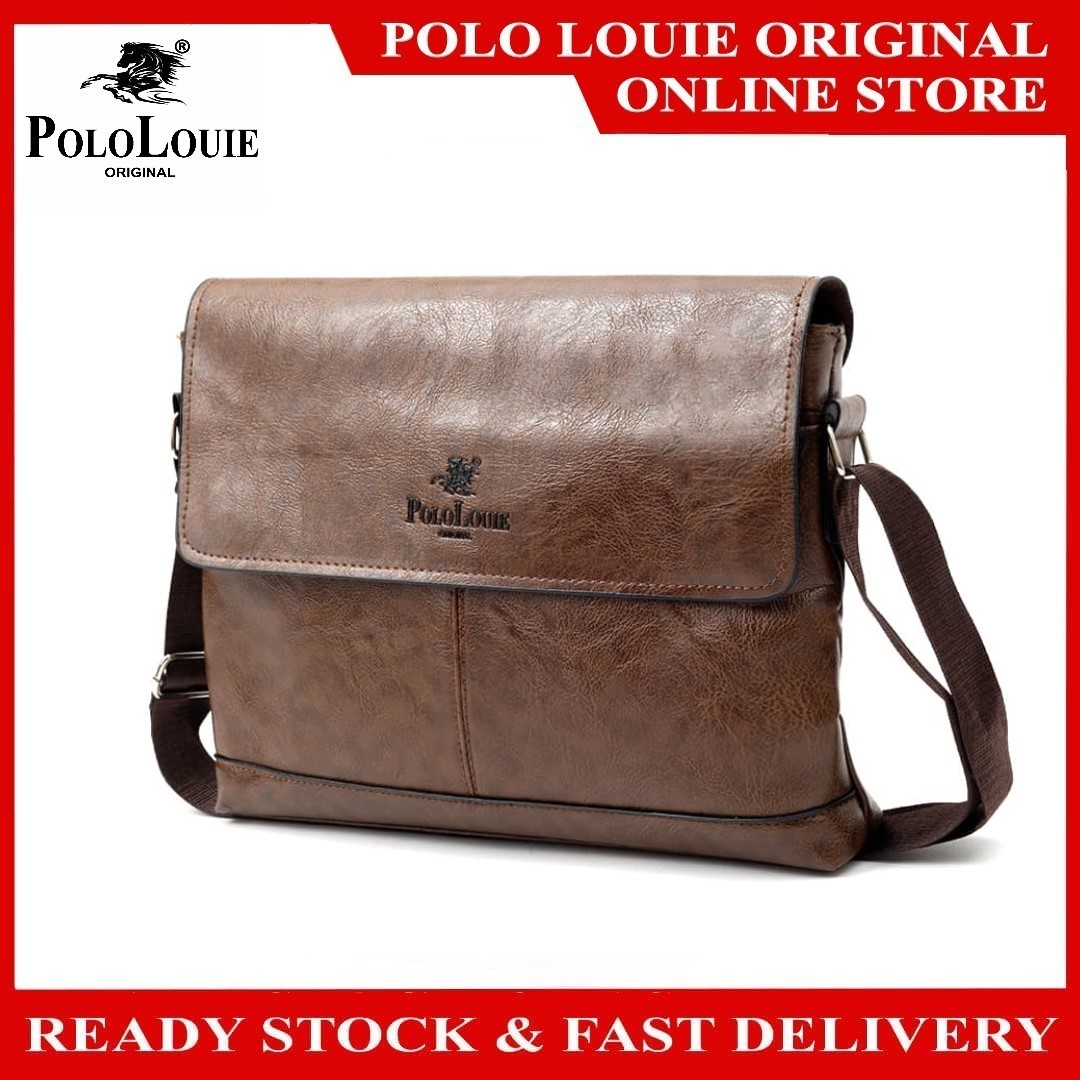 Original Polo Louie Men's Leather Messenger Bag Office Work Bag Sling  Shoulder Bag Beg Silang Lelaki, Men's Fashion, Bags, Sling Bags on Carousell