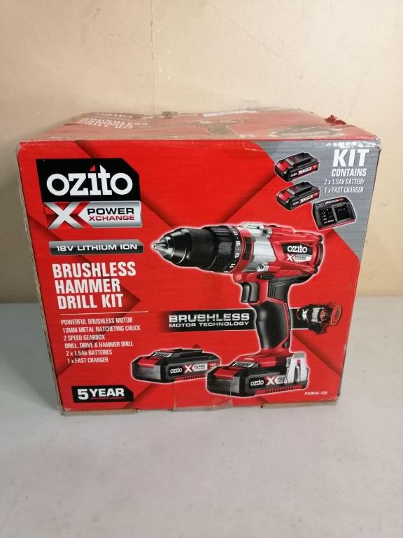 Ozito Brushless Hammer Drill Kit 2 batteries and 1 Charger