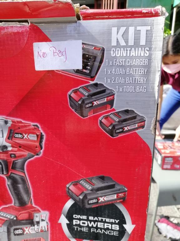 Ozito Cordless 3 piece Kit 18v 1 charger and 2 batteries