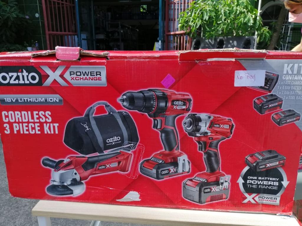 Ozito Cordless 3 piece Kit 18v 1 charger and 2 batteries