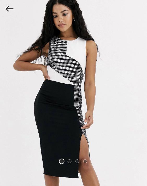 Paper Dolls colour block dress in stripe mono Women s Fashion Dresses Sets Dresses on Carousell