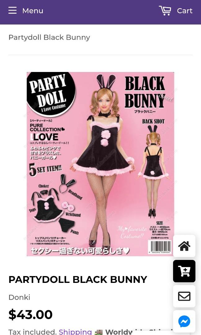 Party Doll Black Bunny Costume, Women's Fashion, Dresses  Sets, Sets or  Coordinates on Carousell