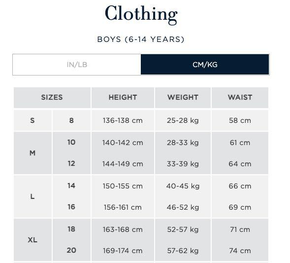 Polo ralph lauren kid hotsell size chart