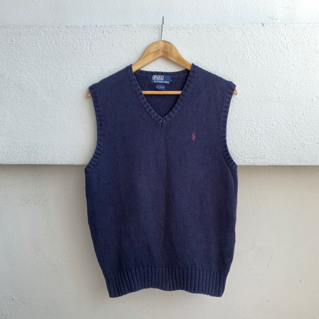 Polo Ralph Lauren Navy Blue Classic Knitted Vest, Women's Fashion, Tops,  Shirts on Carousell