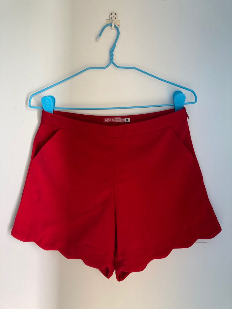 Red scalloped shorts hotsell