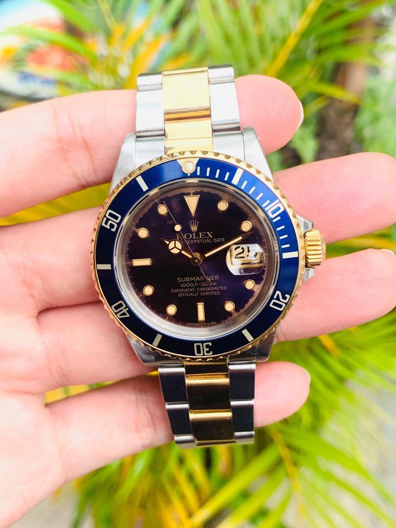 ROLEX Submariner Date 16803 Blue Tropical Patina Dial 40mm