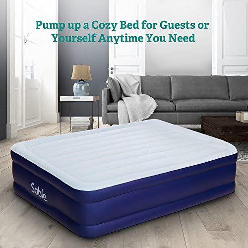 Sable Queen Size Air Mattress with Builtin Electric Pump, Raised Blow