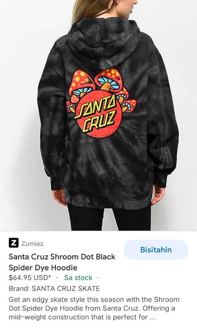 Santa cruz shroom dot cheap black spider dye hoodie