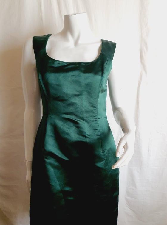 1960's Stunning Emerald Green Dupioni Silk Dress With Rhinestone Beaded ...