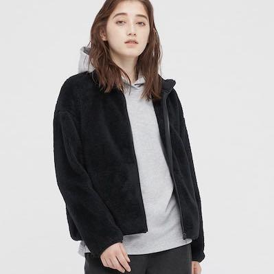 Uniqlo black fur jacket clearance
