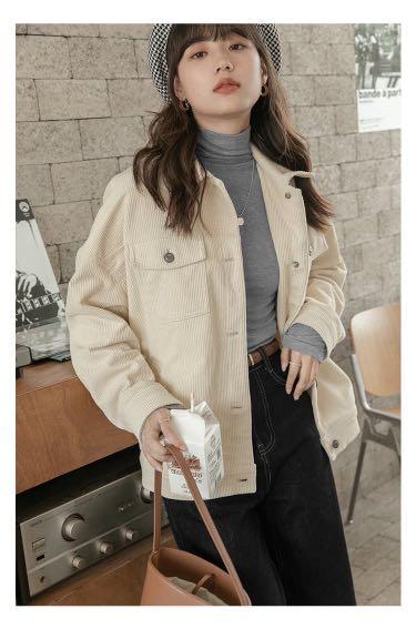 White sales corduroy jacket