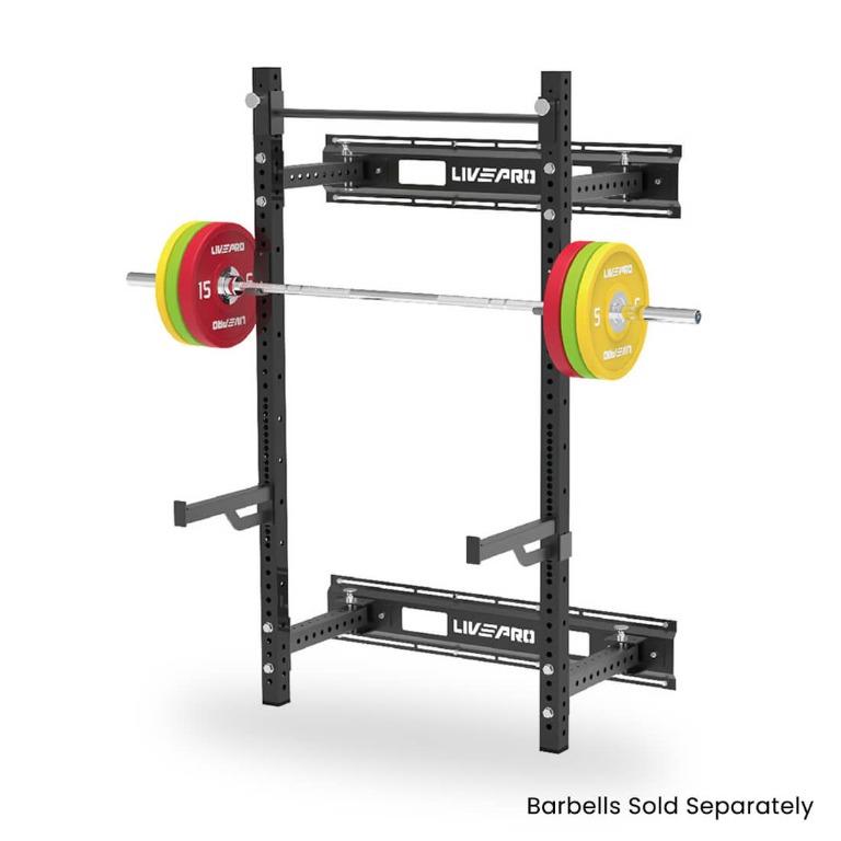 Wall Mounted Foldable Squat Rack Sports Equipment Exercise Fitness Cardio Machines On Carou - Wall Mounted Fold Down Bench Press