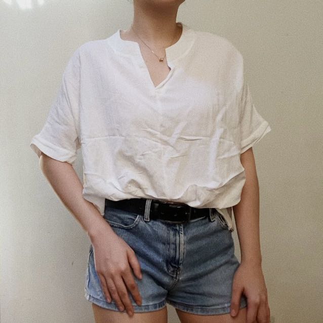 White Loose Blouse, Women's Fashion 