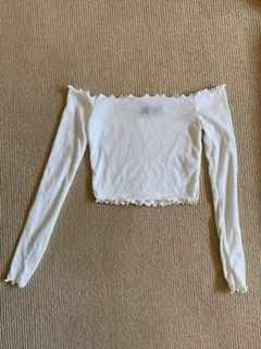 White Off the shoulder long sleeve top