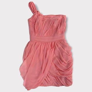 Worn only ONCE! Preloved Lipsy London Coral Chiffon One Shoulder Party Dress