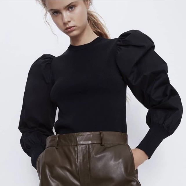 Zara puff sleeve top, Women's Fashion, Tops, Blouses on Carousell