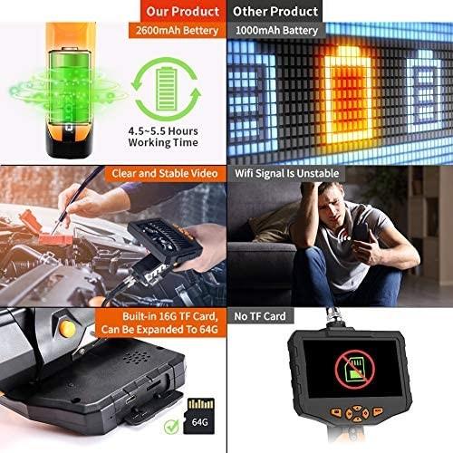 ZOTO Industrial Endoscope, 4.5 Inch 1080P Full HD IPS LCD Digital