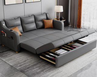 包送貨  Maurus Leathaire Storage Sofa Bed 科技布儲存梳化床
