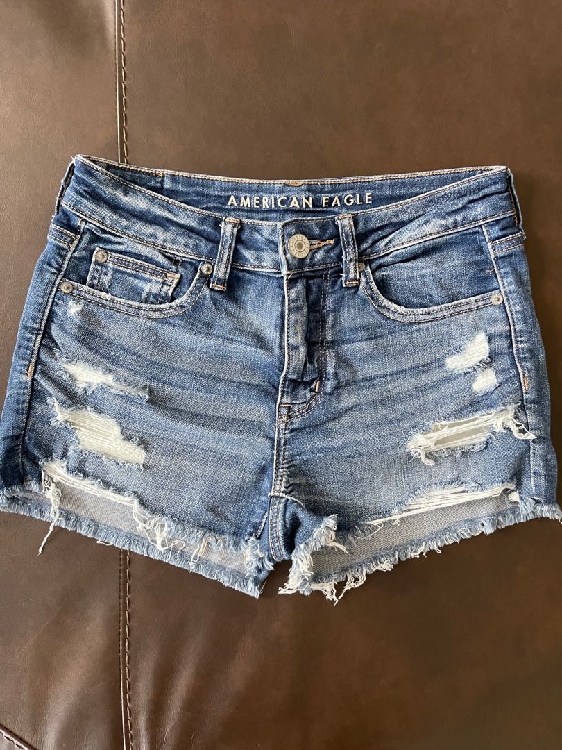 american eagle ripped jean shorts
