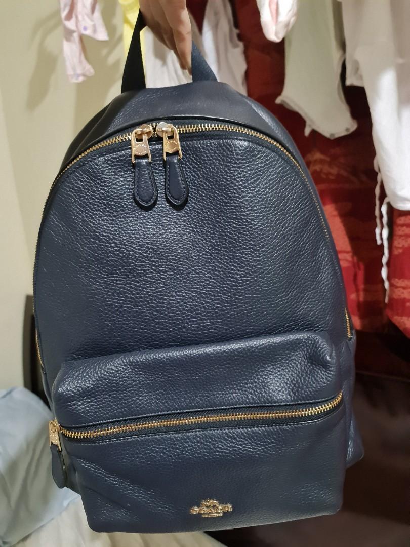 coach charlie pebble leather backpack