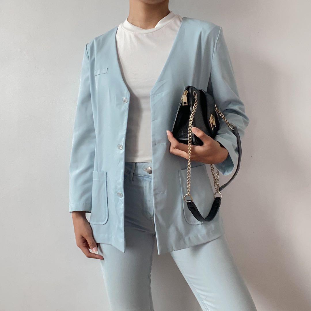 powder blue blazer