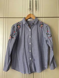Blue Stripe Bordir Shirt / Kemeja