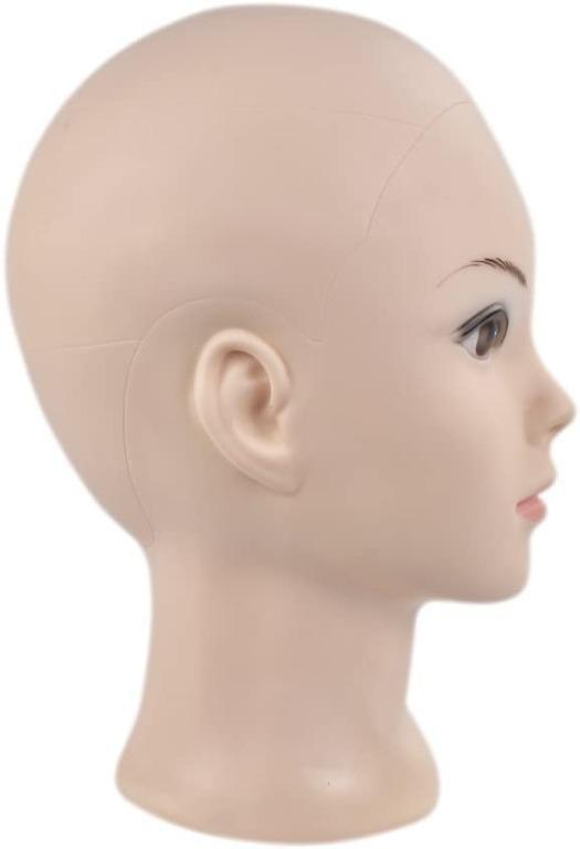 Ba Sha Training Head Cosmetology Mannequin Head Bald Manikin head for Wigs Making Wig Display Hat Display Glasses Display with Free Clamp