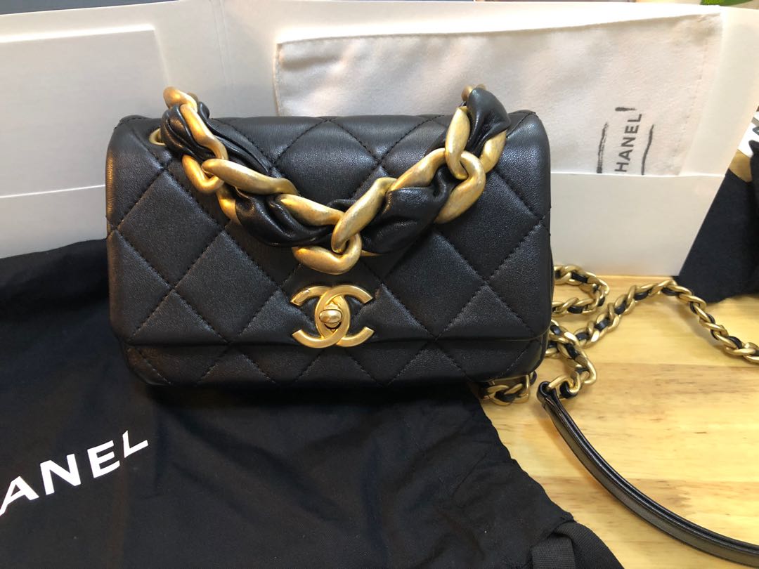 Chanel Bag seasonal 2021黑色接近全新, 名牌, 手袋及銀包- Carousell