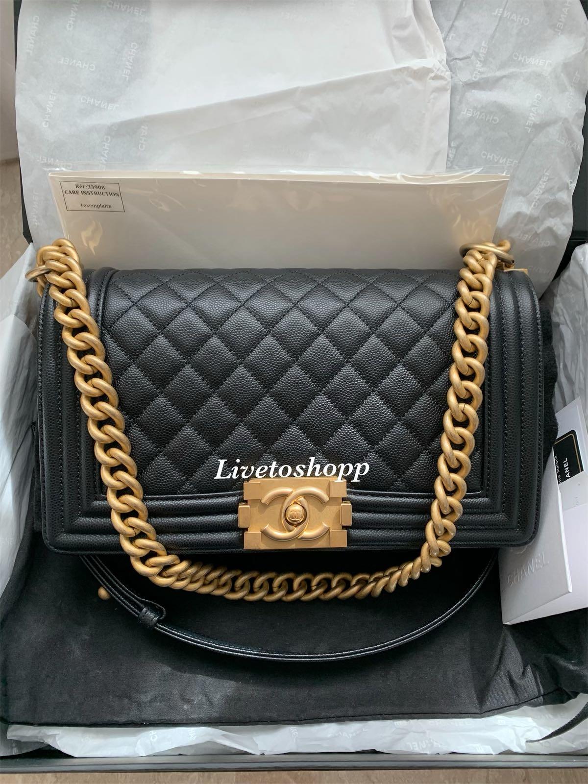 Chanel caviar boy bag in old medium size Luxury Bags Wallets