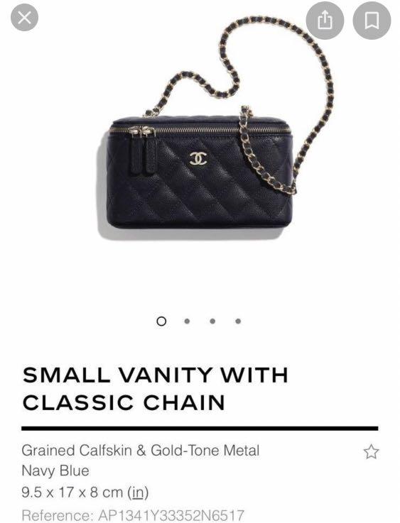 CHANEL Caviar Quilted Small Vanity Case With Chain Black 1276029