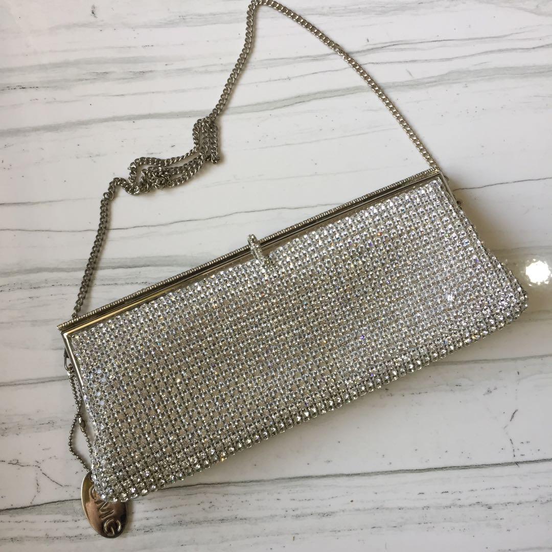 silver clutch with chain