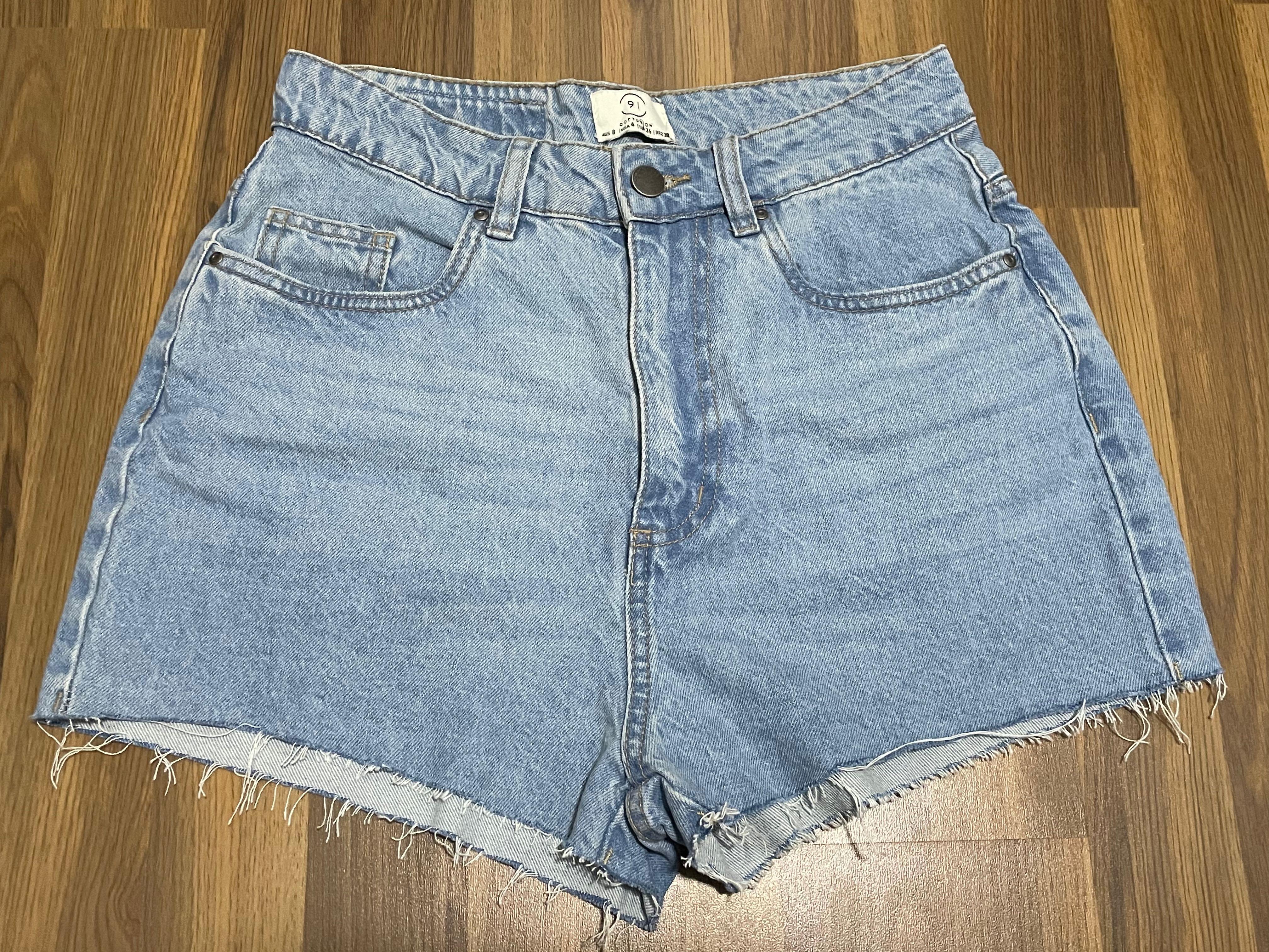 High Rise Blue Denim Jean Shorts 