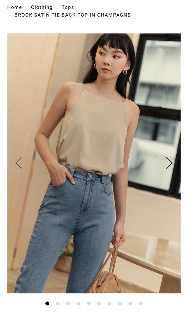 satin tie back top