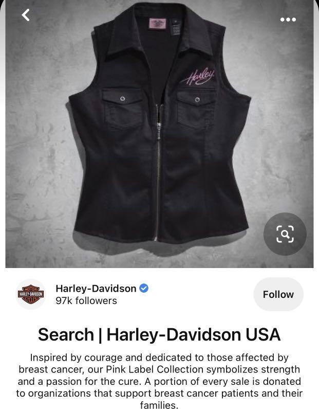 harley davidson vest pink label denim