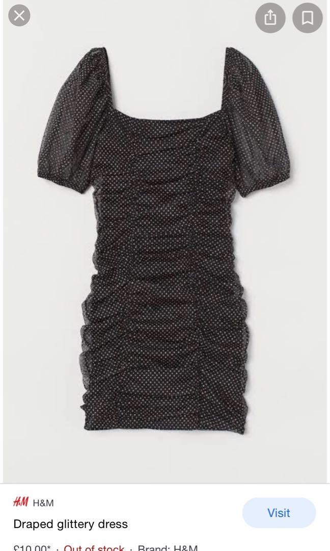H M ruched glitter puff dress Women s Fashion Dresses Sets