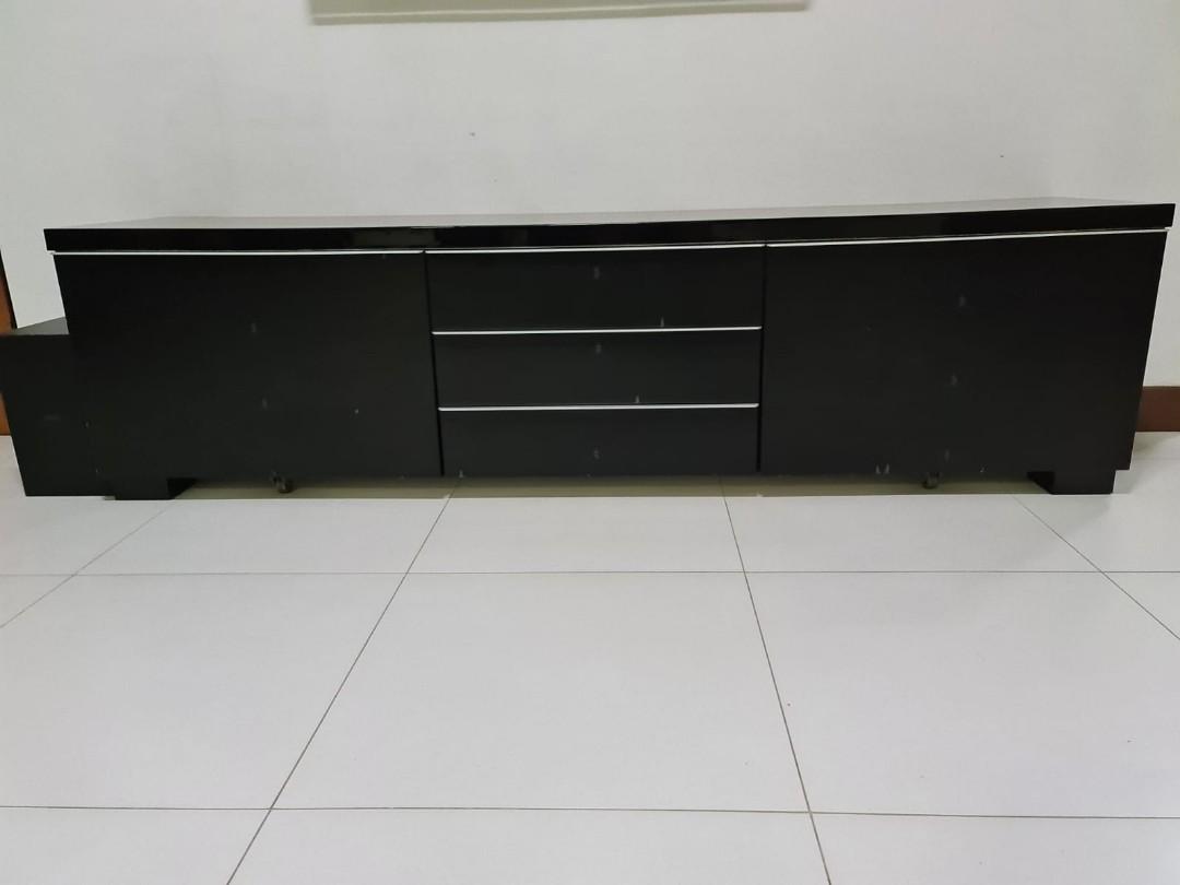 IKEA BESTA BURS TV STAND HIGH GLOSS BLACK, Furniture & Home Living