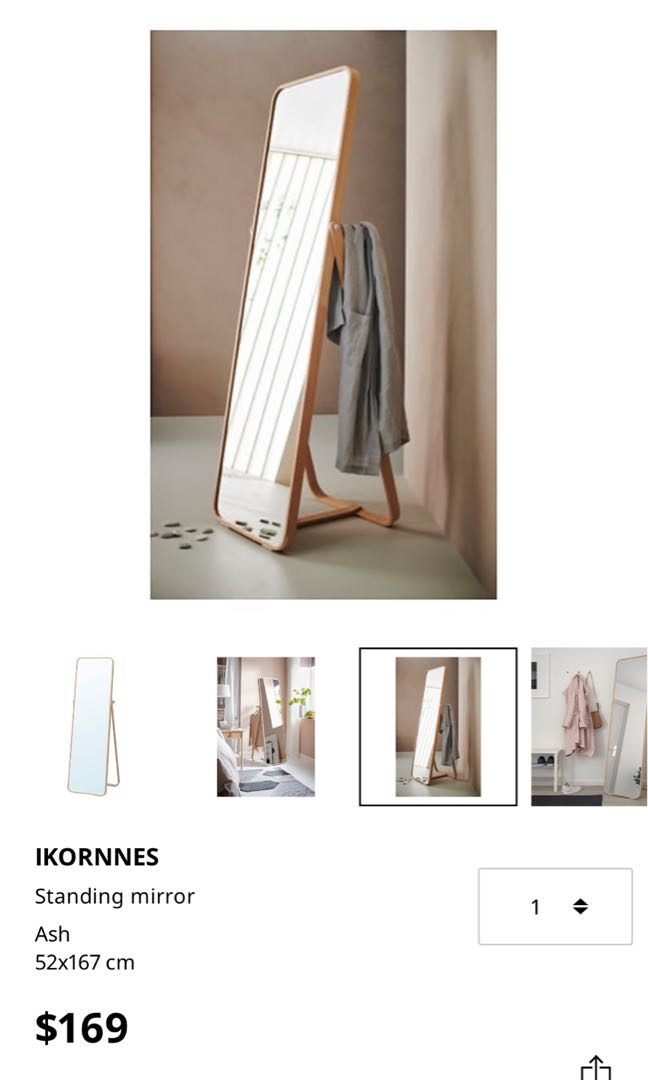 Ikea Ikornnes Standing Mirror, Furniture & Home Living, Home Decor