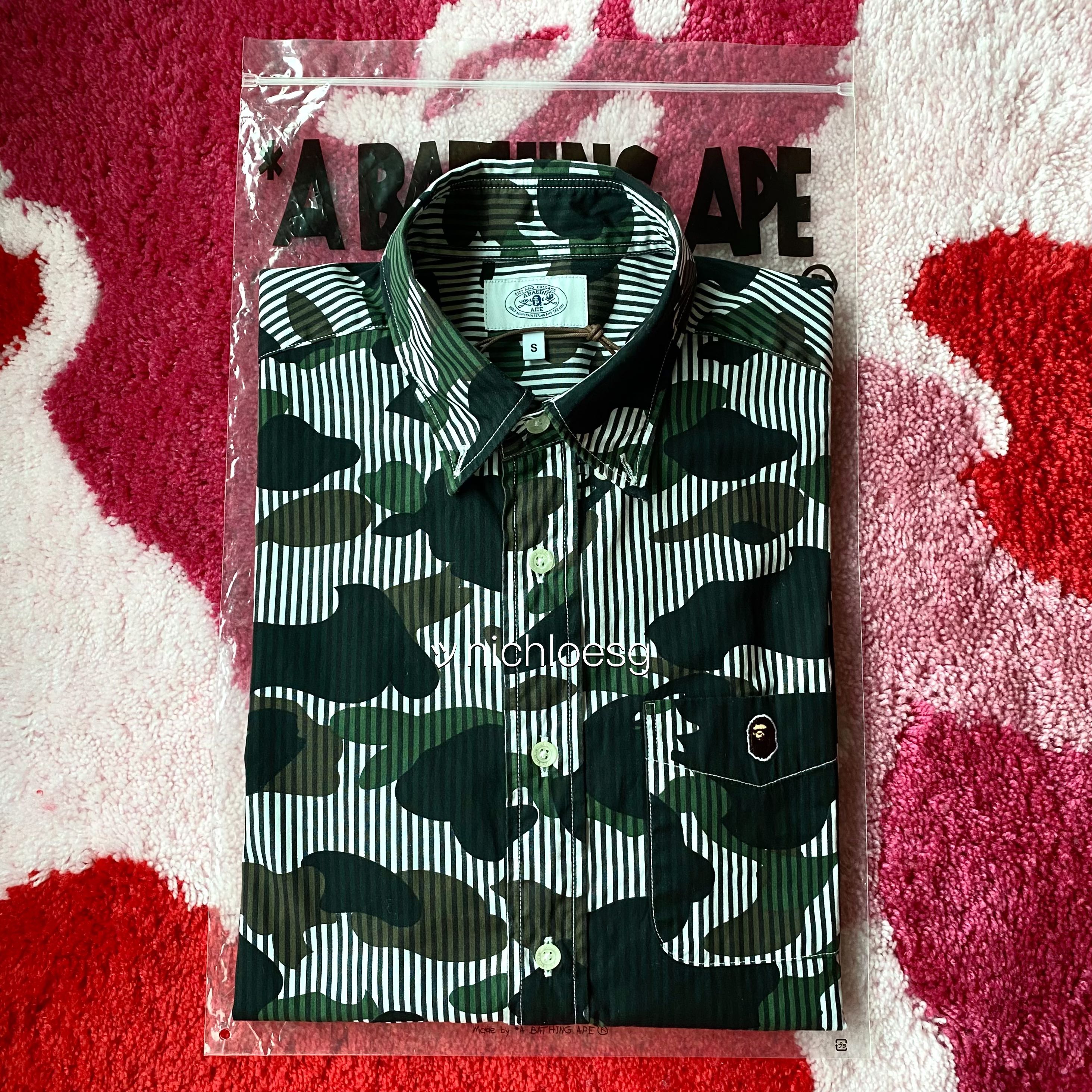 INSTOCK BAPE 1ST CAMO STRIPE BD SHIRT